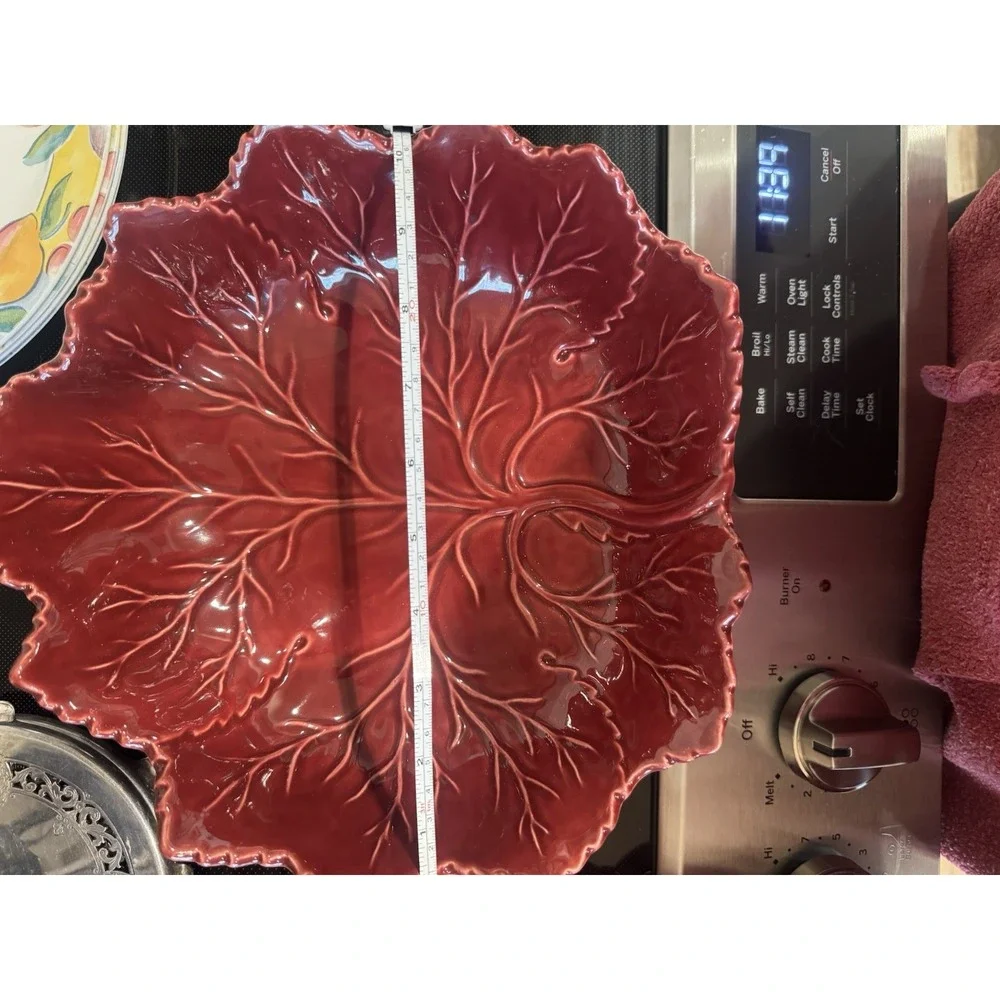 Vintage Olfaire Majolica Deep Red Cabbageware Large 10